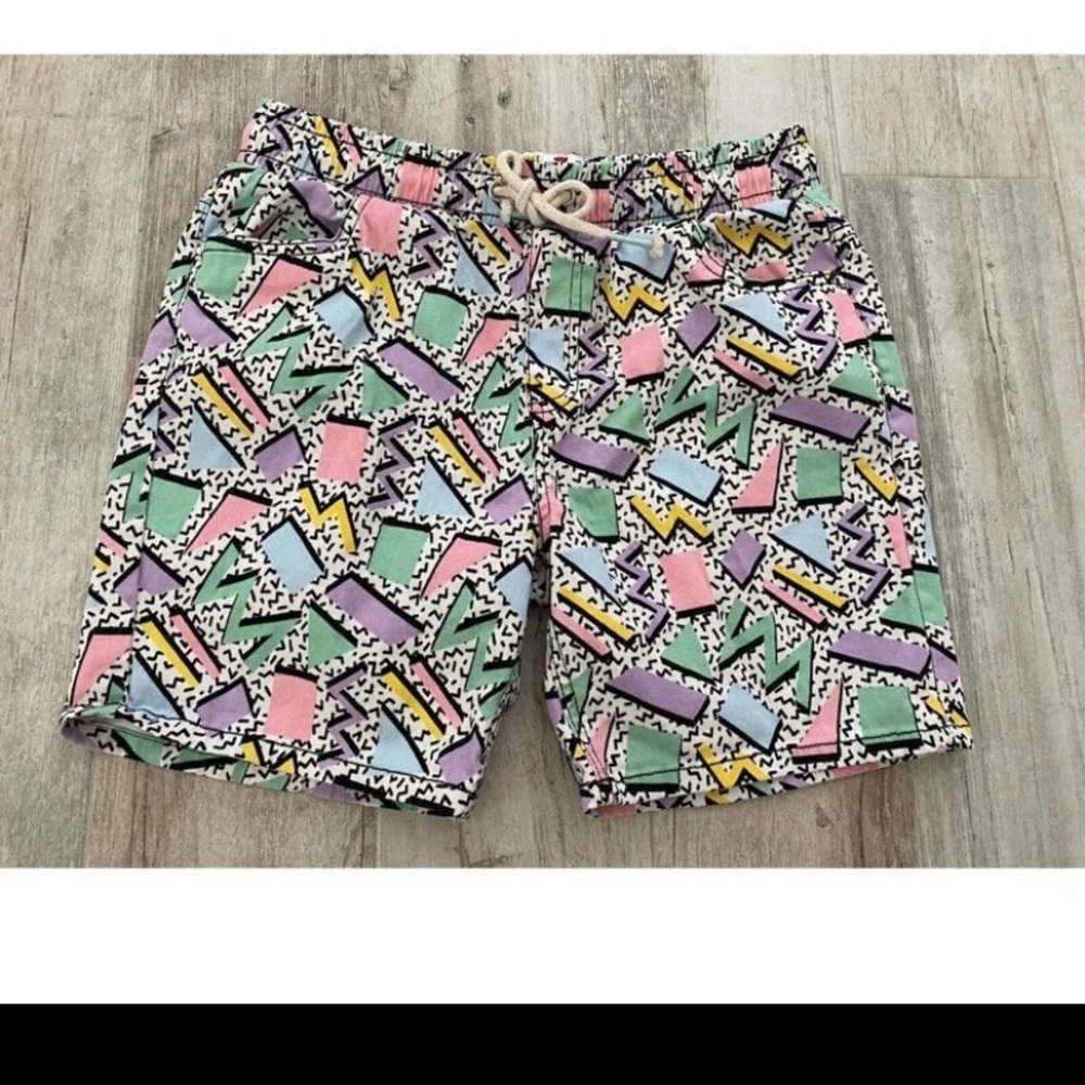 Oh Snap! 90's Geometric Print Shorts Women's Medium Abstract EUC Vintage Miami